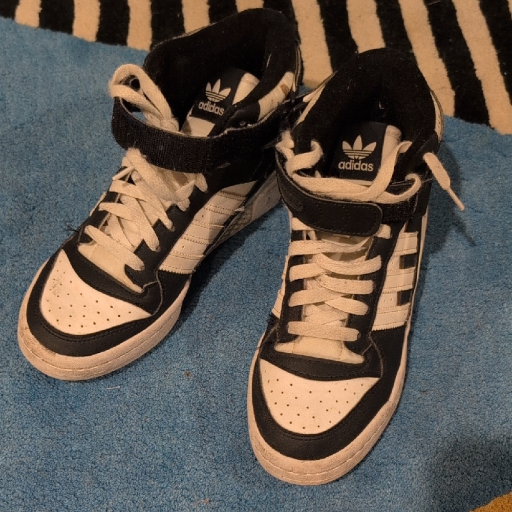 Adidas Kids Black and White High-Top Sneakers